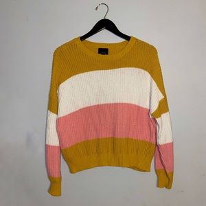 Vici yellow, pink, and white spring sweater